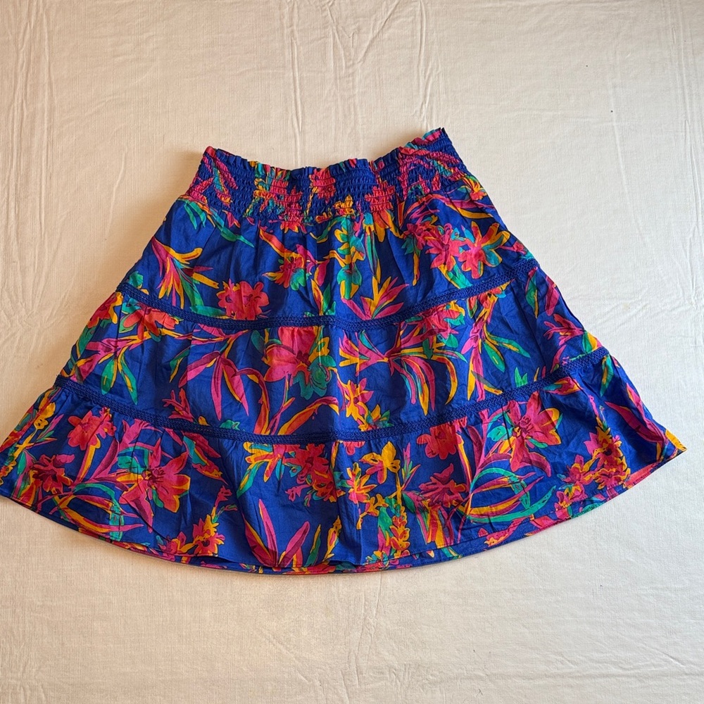 J. Crew Women's Blue Pink  Green Floral A-Line Mini Skirt Size XS NWT
